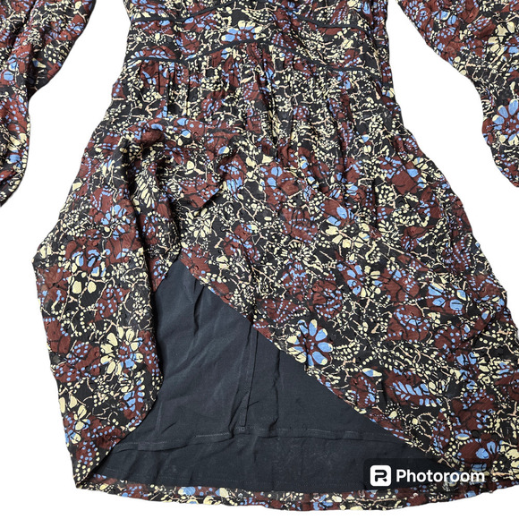 BA&SH Giani Floral Dress in Carbon - Picture 3 of 10